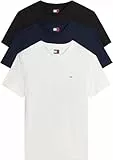 Tommy Jeans Herren 3er Pack T-Shirts Kurzarm aus Baumwolle, Mehrfarbig (Black/Dark Blue/Ecru), L