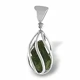 Starborn Natur Rohstein Moldavit Anhänger 6-Steg Spirale 925 Sterling Silber
