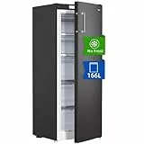 CHiQ Gefrierschrank No Frost 166 L, MultiAirflow, 4-Sterne-Gefrieren｜5 Schubladen + 1 obere Klappe, 144cm H | 209 kWh/Jahr, mit LED, Wechselbarer | Schwarz, FSD166NE4E