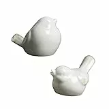VORCOOL 2Pcs Weiß Keramik Vogel Figuren Set Moderne Vogel Skulpturen Handwerk für Landschaft Garten Home Office Desktop Display Dekor
