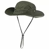 Comhats Outdoor Hut Herren Faltbarer Boonie Buschhut mit Kinnband UPF 50+ Unisex Armygrün 60CM(M/L)