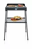 SEVERIN Standgrill mit Edelstahl-Grillrost und Standuntergestell und Ablagerost, Elektrogrill mit schnellem Grill-Start, Balkon Grill ohne Verbrennungsgefahr, Schwarz, PG 8566