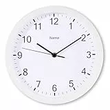 Hama Wanduhr analog (ohne Tickgeräusche groß, Moderne Wanduhr auch für Senioren, Kinder und Teenager, Wanduhr Quartz minimalistisch, Wohnzimmeruhr, Küchenuhr, Ø 25 cm, Glas Abdeckung) weiß