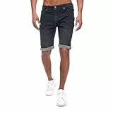 JEEL Herren Kurze Hosen - Slim-Fit Jeans-Shorts - 5-Pocket-Style - Stretch Herren-Shorts - Kurze Hose für Männer - Basic Washed - 6-Schwarz - 33W