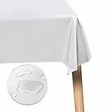 Segus Tischdecke Outdoor, PVC Tisch Decke 140X200, Tischdecke Biertisch Abwaschbar, Tischdecke Rechteckig Wasserdicht für Camping, Party, Hochzeiten (Weiß)