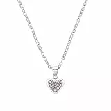 s.Oliver Kette mit Anhänger Edelstahl Mädchen Kinder Halsschmuck, mit Kristallglas, 37+3 cm, Silber, Herz, Kommt in Schmuck Geschenk Box, 2036826