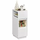 VASAGLE Nachttisch, schmal, Beistelltisch mit 2 Schubladen, offenes Fach nach Links oder rechts flexibel montierbar, für Schlafzimmer, Wohnzimmer, wolkenweiß LET656W01