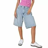 Nicoxijia Y2k Damen Jeansshorts Loose Denim Shorts Loose Denim Shorts Low Waist Bermuda Weites Bein 2024 Mode Casual Sommer Denim Shorts, hellblau, M