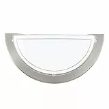 EGLO Wandlampe Planet 1, 1 flammige Wandleuchte, Wandbeleuchtung für Innen aus Metall und Glas, Wohnzimmerlampe in Silber, Weiß, Flurlampe halbrund mit E27 Fassung