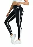 Evievit Leggings Damen 3/4 High Waist, Stretch Sporthose Damen Lang,Yogahose Damen 7/8,Gym Sport Leggings mit Taschen,Capri Leggings,Sportleggins Damen Weiß M