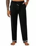 Crewhpo Schlafanzughose Herren Lang Pyjama Hose Baumwolle Lange Schlafhose Einfarbige für Männer Nachtwäsche Haushose Freizeithose Yogahose mit Taschen