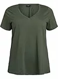 Zizzi Damen Große Größen T-Shirt Baumwolle V-Ausschnitt Gr Gr L Thyme