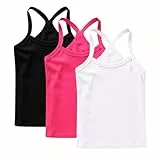 XINYUNZU 3er Pack Trägershirt Mädchen Baumwolle Cami Shirt Top Sommer Sport Tops Ärmellos Casual Trägertop Girls Unterhemd Einfarbig Freizeit Oberteile Mode Tanktop Unterhemden Kinder Weiß 10 Jahre