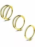 OUFER Body Piercing Helix Piercing Ring Hoop Cartilage Earring Hoops 3pcs 16G 316L Stainless Tragus Lip Labret Rook Snug Conch Piercing Jewellery
