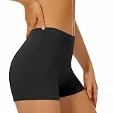 SIHOHAN Damen Baumwolle Boxershorts Radlerhose Damen kurz Panties Unterhosen mit Beinen Hose unter Kleid doppelter Schritt (1 X Schwarz,M)