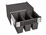 BLANCO SELECT II 60/3 | Abfall Müllsystem | für 60 cm breite Unterschränke | Auszugssystem zur Frontanbindung | Systemabdeckung | 3 x 15 Liter Eimer | 400mm Auszugstiefe | [56,8x40x36,1 cm]