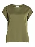 Vila Damen Satin Blusen T-Shirt Kurzarm Basic Rundhals Top Glänzend Tunika Blouse Oberteil VIELLETTE, Farben:Pastell-Grün, Größe:42