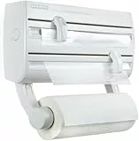 Leifheit Wandrollenhalter Parat F2 ComfortLine-Serie für insgesamt 3 Rollen, Folienschneider mit Abstellfläche für Gewürze und abnehmbarem Küchenrollenhalter, weiß