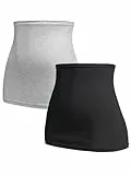 Herzmutter Bauchband-Tube-Nierenwärmer - 2er-Set - Baumwolle - Schwangerschaft-Umstandsmode - Rückenwärmer-Shirtverlängerung - 6300 (Schwarz/Grau, S)