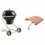 RÖSLE Holzkohle-Kugelgrill No.1 AIR F60 Hochwertiger Kohlegrill mit Air Control System & Ablagetisch Kugelgrill Hochwertiger Buchenholztisch mit Saftrille zum Anhängen an den RÖSLE Kohlegrill