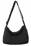 Collsants Umhängetasche für Damen und Herren, Segeltuch, Umhängetasche, lässige Schultertasche, Schwarz, Einheitsgröße