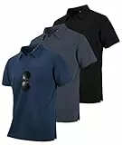 zitysport 3er Pack Poloshirts Herren Kurzarm Golf Polohemd Schnelltrocknend Atmungsaktives Herren Regular Fit Shirts Work Polo Shirts Männer Sommer Sport Tshirt Männer(Schwarz Grau Marineblau XL)