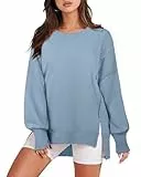 Gaharu Damen Sweatshirt Pullover Langarm - 2024 Modetrends Rundhals Strick Übergröße Damen Sweatshirt-Locker Weit Lässige Langarmshirt Einfarbige Oberteile Winter