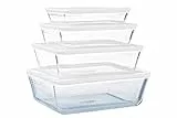 Pyrex® - Cook & Freeze – 4 Glasformen mit luftdichtem Deckel (0,8 l, 1,5 l, 2,6 l, 4 l) – speziell zum Einfrieren – BPA-frei