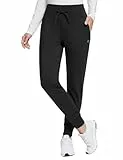 baleaf Damen Winter Jogginghose wasserdichte Fleece Gefütterte Laufhose Warm Yogahose lang Hohe Taille Warme Winterhose Lauf Yoga Wandern mit Tasche Schwarz M