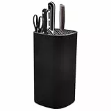 Messerblock Ohne Messer, Unbestückt mit Borsten, Messerblock Schwarz Universal, Runder Messerblockhalter, Unbestückte Messerblöcke für 4-12 Messers Aller Art, Knife Block, 24 x 13 x 13 cm