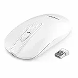 LeadsaiL, kabellose leise USB-Computermaus für Laptop, wiederaufladbar, geräuschlose klick-Mäuse, 2400DPI mit 5 einstellbaren Stufen für Windows 7/8/10/XP/Vista/Mac/Macbook Air/Linux - Weiß