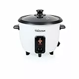 Tristar Reiskocher 0,6 L, Antihaft-Innentopf, Warmhalte- und Abschaltautomatik, Kompaktes Design, Inklusive Messbecher und Löffel, 300 W, RK-6142