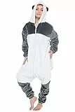 corimori Panda-Kostüm Erwachsene MEI der Panda Damen Herren Onesie Jumpsuit Anzug Einteiler Kostüm Verkleidung Gr. 180-190cm, Blau Weiß