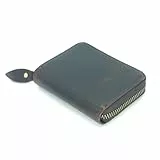 JJNUSA Männer Minimalistische Leder Brieftasche Kartenhalter Distressed Geschenke Reißverschlusstasche, Kaffee, Minimalistisch