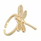 minkissy Drachenflügel Offener Ring Goldplattiert Mit Funkelnden Zirkonia Für Frauen Einstellbarer Mode Schmuck Einzigartiger Statement Ring Für Hochzeiten Und Alltag