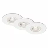 BRILONER Leuchten - LED Einbauleuchten, 3er Set, Deckenlampen dimmbar, je 5 Watt, je 460 Lumen, 3.000 Kelvin, IP44, Weiß, 90x25mm (DxH), 7047-036