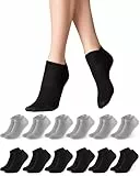 Libella Sneaker Socken Damen 35-38 Schwarz 12Paar Baumwolle Kurze Socken Unisex Söckchen Sportsocken Sneakersocken Damensocken Halbsocken Schwarze Socken Damen 35-38