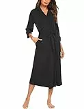 UNibelle Damen Morgenmantel Damen Sexy Baumwolle Saunamantel Bademantel Nachtwäsche Kimono Schlafanzug Herbst Schwarz S