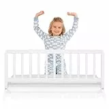 Geuther Bettschutzgitter Holz | Rausfallschutz Bett für Kinder | Bettgitter als Absturzsicherung Bett | Baby Rausfallschutz Elternbett, Rausfallschutz Kinderbett & Baby Bett in 90 cm Länge, Weiß