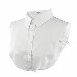 Wearlizer Frauen Kragen Abnehmbare Hälfte Shirt Bluse in Baumwolle Weiß/Schwarz/Jeans, Weiß, Einheitsgröße