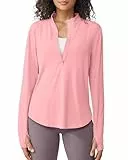 G4Free Sport Shirts für Damen Langarmshirts Sonnenschutz Shirt mit Halber Reißverschluss UPF 50+ Sport Blusen UV Schutz Leichte Schnell Trocknende Rashguards Draussen Sportshirt