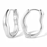 ALEXCRAFT Irregular Ohrringe Silber 925 Creolen Klein Chunky Silver Hoop Earrings Geschenk für Frauen Freundin Mama Mädchen