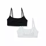 Amazon Essentials Damen Bralette aus Baumwoll-Jersey zum Hineinschlüpfen, 2er-Pack, Schwarz/Weiß, L