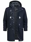 Indicode Herren Liam Dufflecoat | Wintermantel Wollmantel Herrenmantel Mantel für Männer Navy Mix, XL