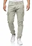 Indicode Herren August Cargohose aus Baumwolle mit 6 Taschen | Cargo Chino Hose f. Männer Lt Grey, XL