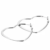 JewelryWe Schmuck Damen Ohrringe, Edelstahl, große Creolen Liebe Herz Ohrschmuck Ohrstecker, Silber, 46mm