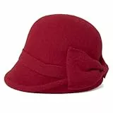 Comhats 61% Wolle 1920s Retro Fedorahüte Kirche Hüte Wintermütze Frauen Filzhut Damen Klassisch Bowler Hut Rot M