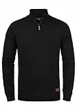 Blend BHRobin Herren Strickpullover Troyer Feinstrick Pullover mit Troyerkragen Rippbündchen Baumwollmischung Regular fit, Größe:L, Farbe:Black (70155)