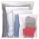 Skycase 20 Stück Groß Gefrostete Kleidertaschen,Taschen Wiederverwendbare,Aufbewahrungstasche Schuhbeutel Wasserdichter,Plastiktüte Druckverschlussbeutel für Kleidung Krankenhaus Zuhause Reisen