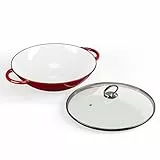 ToCis Big BBQ ToCi Wok-Pfanne aus Gusseisen, Emaillierte Pfanne & Wok, Große & Tiefe Beschichtete mit Deckel & Griffen, Antihaft Pan für Induktion, Glaskeramik, Backofen, Gas- & Elektroherd